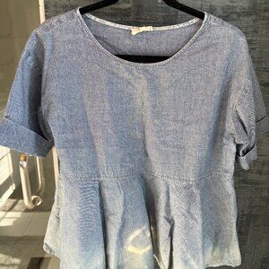 Adriano Goldschmied AG Chambray Peplum Top size M